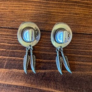 Cowboy Hat with Feathers Earrings